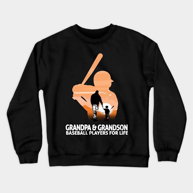 Grandpa & Grandson Baseball Players For Life Costume Gift Crewneck Sweatshirt by Ohooha